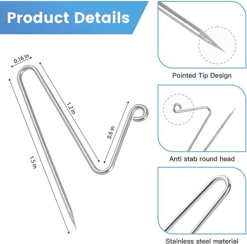 Everlling 30 Pcs Cubicle Hooks for Fabric Walls, Fabric Panel Wire Hooks with Clear Storage Box, Hold 10Lbs, Stainless Steel Wall Clips, Picture Hangers for Home, Office Cubicle Decor Accessories,Silver - Image 2